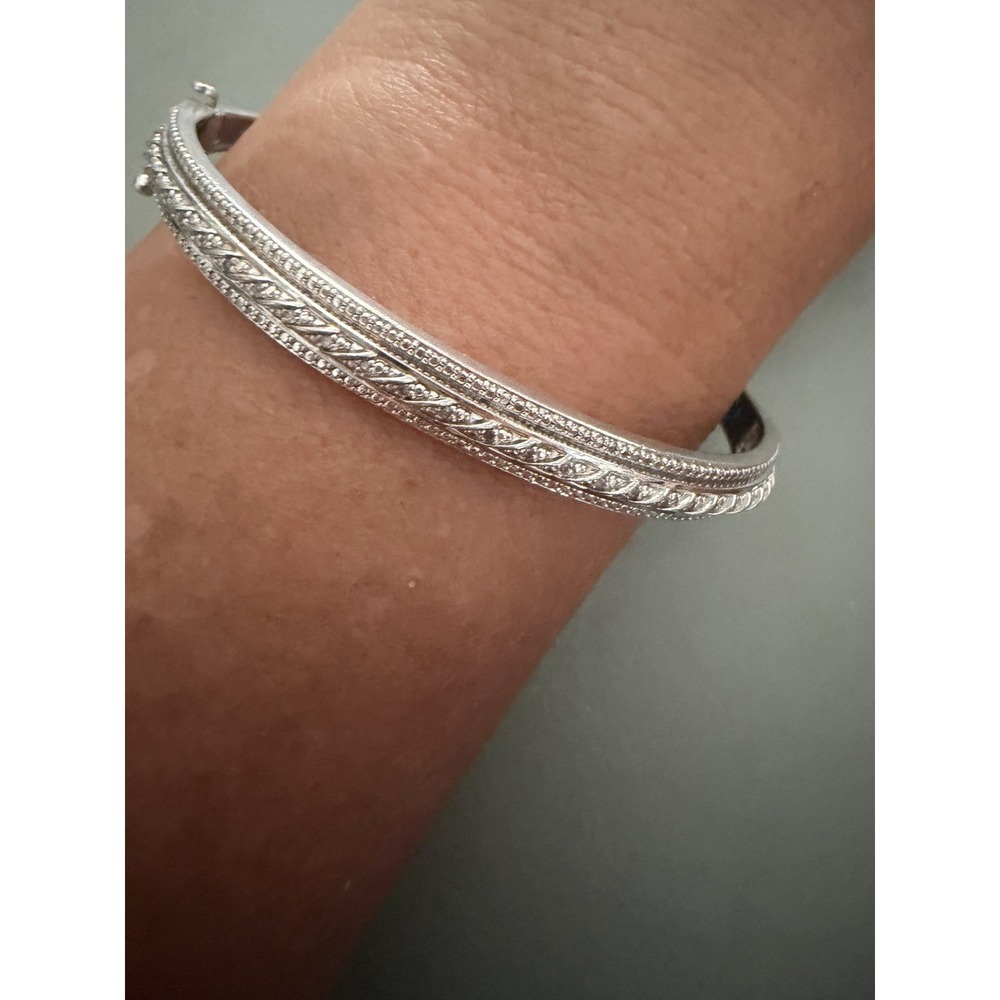 Vintage Designer JewelArt Art Deco Sterling Silver Bangle Bracelet Clasp